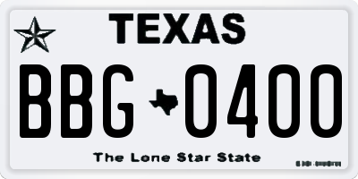 TX license plate BBG0400
