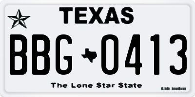 TX license plate BBG0413