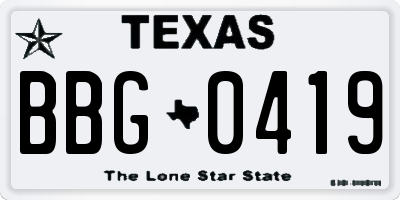 TX license plate BBG0419