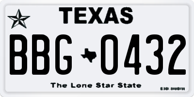 TX license plate BBG0432