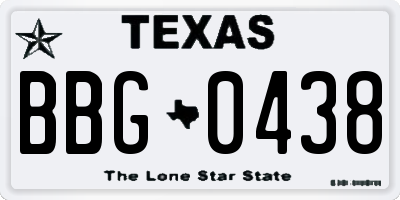 TX license plate BBG0438