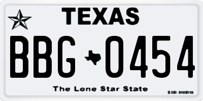TX license plate BBG0454