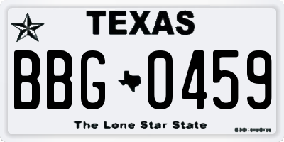 TX license plate BBG0459