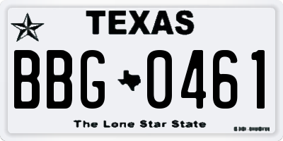 TX license plate BBG0461