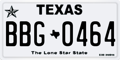 TX license plate BBG0464