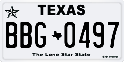 TX license plate BBG0497