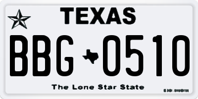 TX license plate BBG0510