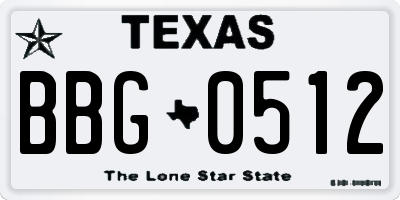TX license plate BBG0512