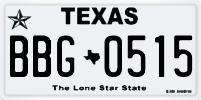 TX license plate BBG0515