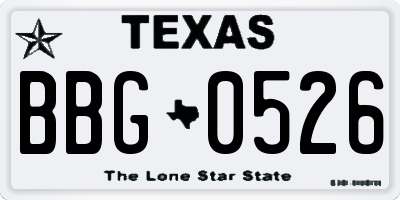 TX license plate BBG0526