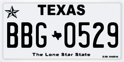 TX license plate BBG0529