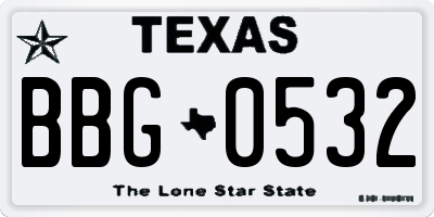 TX license plate BBG0532