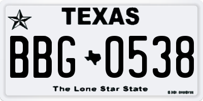 TX license plate BBG0538