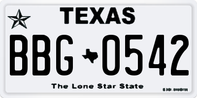 TX license plate BBG0542