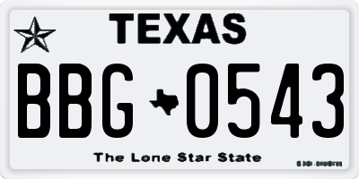 TX license plate BBG0543