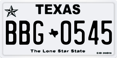 TX license plate BBG0545