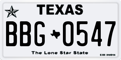 TX license plate BBG0547