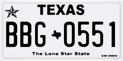 TX license plate BBG0551