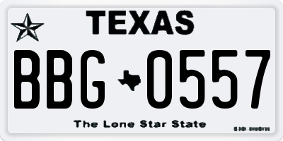TX license plate BBG0557