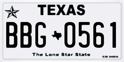 TX license plate BBG0561