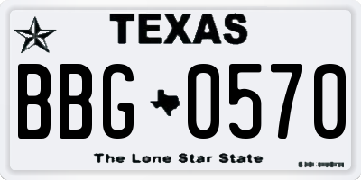 TX license plate BBG0570