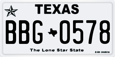 TX license plate BBG0578