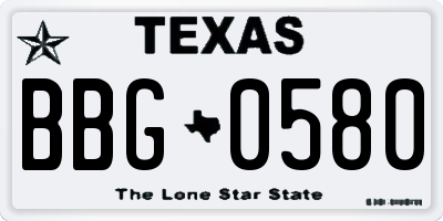 TX license plate BBG0580