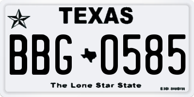 TX license plate BBG0585