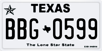TX license plate BBG0599