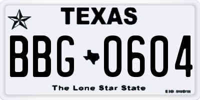 TX license plate BBG0604
