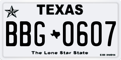 TX license plate BBG0607