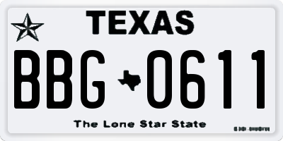 TX license plate BBG0611