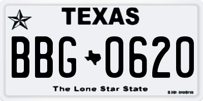 TX license plate BBG0620