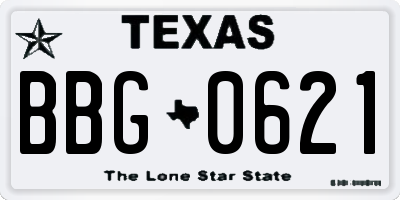 TX license plate BBG0621