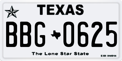 TX license plate BBG0625
