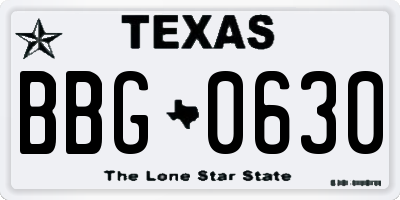 TX license plate BBG0630