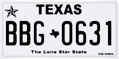 TX license plate BBG0631