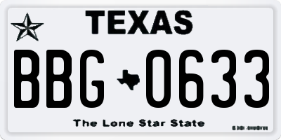 TX license plate BBG0633