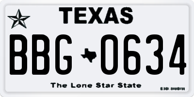 TX license plate BBG0634