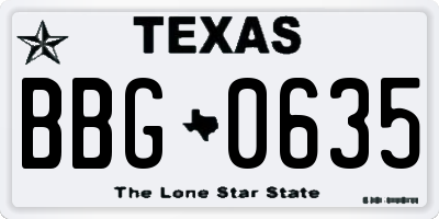 TX license plate BBG0635