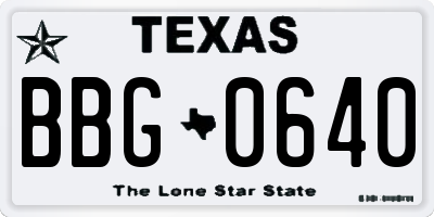 TX license plate BBG0640