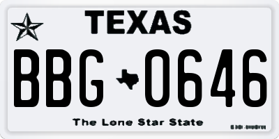 TX license plate BBG0646
