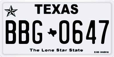TX license plate BBG0647