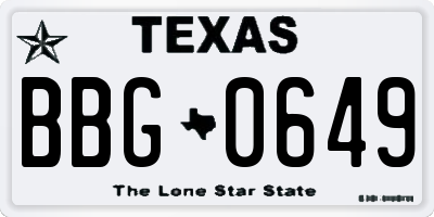 TX license plate BBG0649