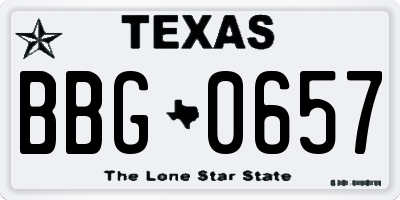 TX license plate BBG0657