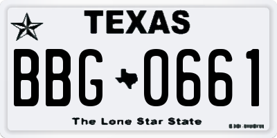 TX license plate BBG0661