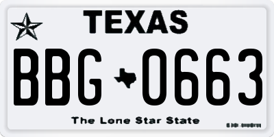 TX license plate BBG0663