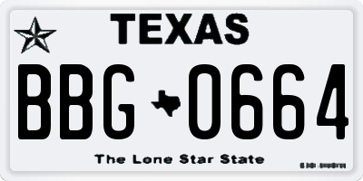 TX license plate BBG0664