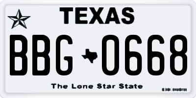 TX license plate BBG0668