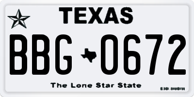 TX license plate BBG0672